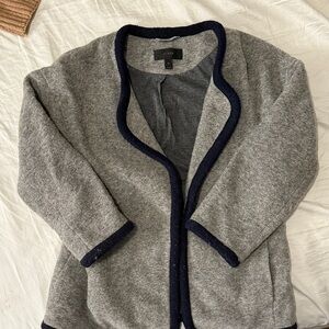 J. Crew Heather Gray Cardigan with Navy Trim